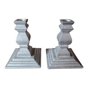 Elegant Pewter Silver Candle Holders Made In The USA.